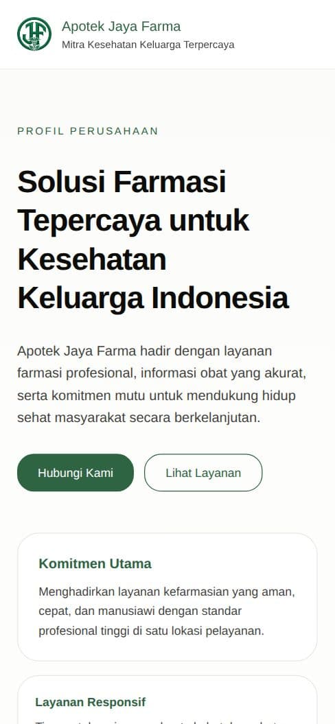 Tampilan mobile Apotek Jaya Farma