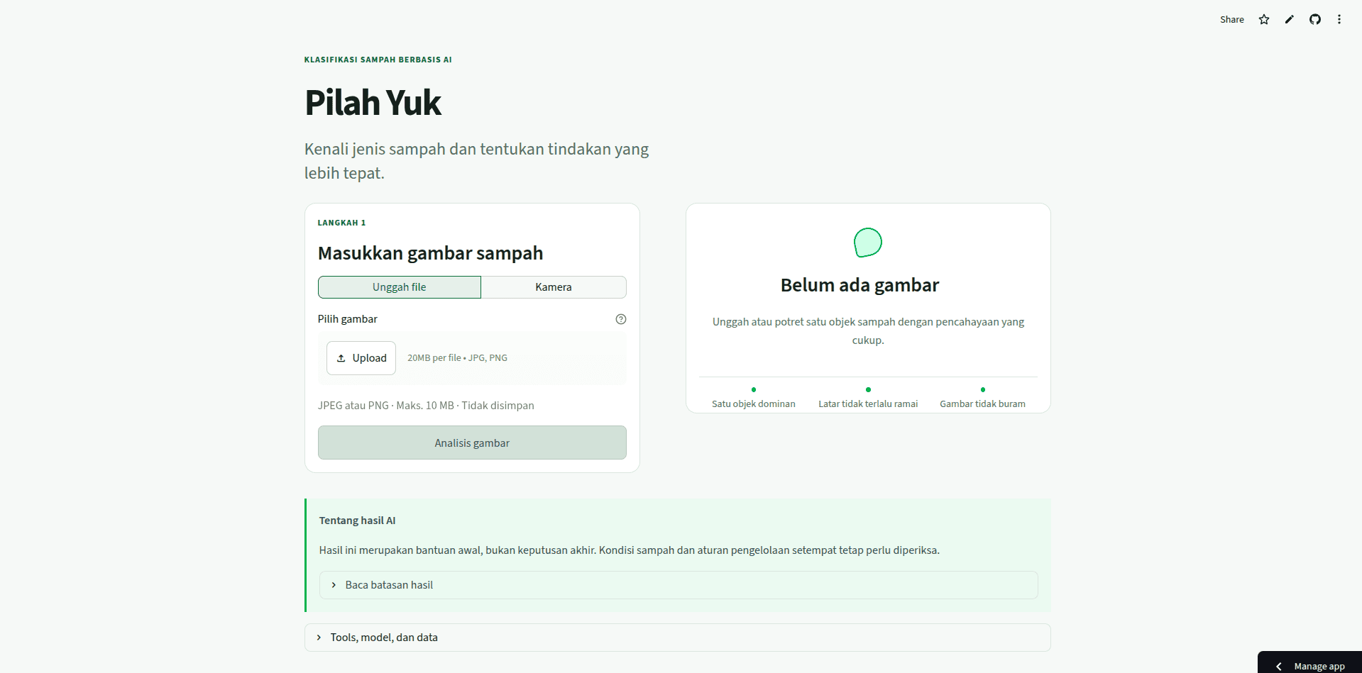 Preview konsep web app Pilah Yuk